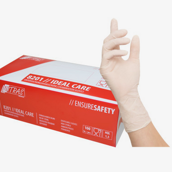 Nitras Ideal Care, Latex-Einmalhandschuhe, Naturfarbe, Box a 100 Stk.
