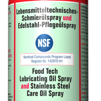 Lebensmitteltechnisches-Schmierölspray und Edelstahl-Pflegeölspray, NSF-registriert, H1, 400ml