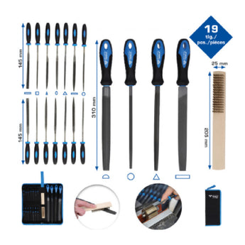Feilen-Satz mit Feilenbürste, 19-tlg