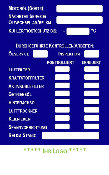 Wartungsaufkleber - frei konfigurierbar