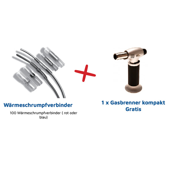 100 Wärmeschrumpfverbinder + 1x Gasbrenner kompakt gratis!