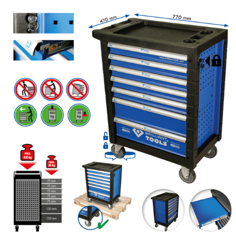 Werkstattwagen mit 7 Schubladen, leer