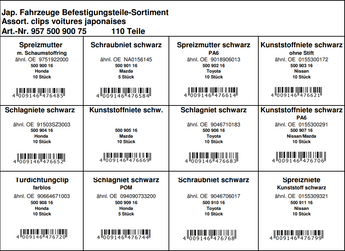 Befestigungsteile japanische Fahrzeuge - Sortiment