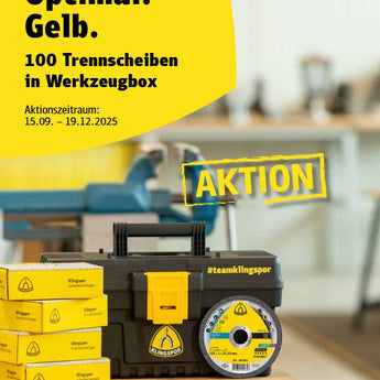 Herbst Aktion Klingspor - 100 Trennscheiben im Werkzeugbox