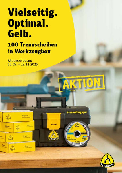 Herbst Aktion Klingspor - 100 Trennscheiben im Werkzeugbox