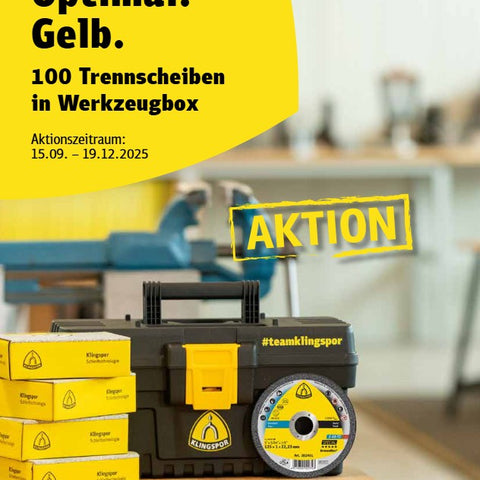 Herbst Aktion Klingspor - 100 Trennscheiben im Werkzeugbox