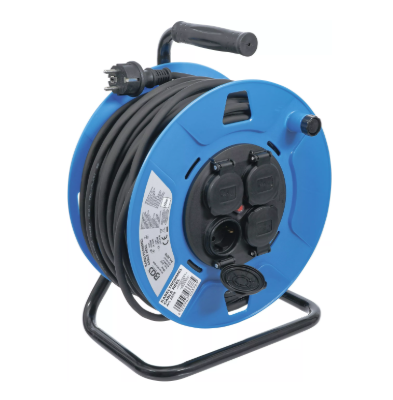 Kabeltrommel | 50 m | 3x1,5 mm² | 4 Steckdosen | IP 44 | 3500 W, Art.-Nr: NBG 3378