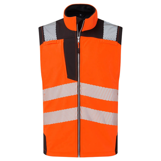 PW325 - Warnschutz-Softshell-Weste (3L) Orange/Schwarz
