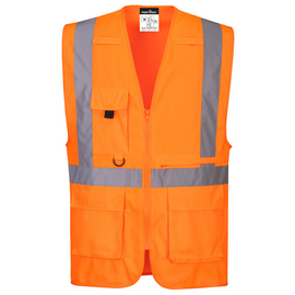 C357 - Hi-Vis Exekutiv Weste mit Tablet-Tasche Orange HS CODE:611030