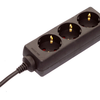 Steckdosenleiste 3-fach, 1,4m, weiß / schwarz 230V/16A/max. 3500W - IP20 Innenbereich - CE