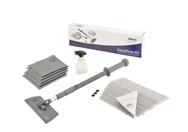 Vikan Easy shine kit Fensterwischset mit flexiblem Mopphalter, 605 mm