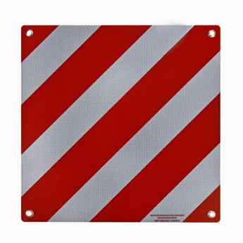 Italien-Tafel zur Kennzeichnung der in Längsrichtung überstehenden Ladungsteile retroreflektierend Typ II, weiß-rot