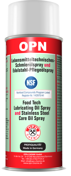 Lebensmitteltechnisches-Schmierölspray und Edelstahl-Pflegeölspray, NSF-registriert, H1, 400ml