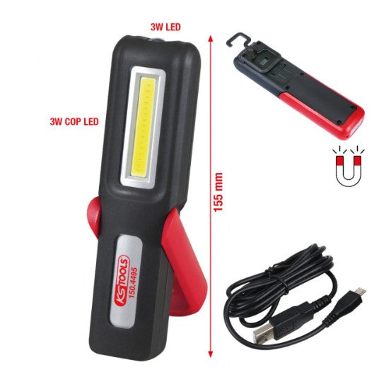 Mobile Werkstatt-Handlampe, knickbar, 3 Watt COB LED