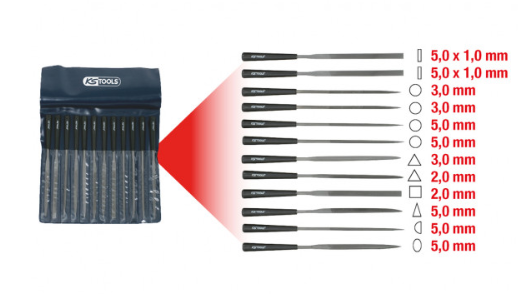 Nadelfeilen-Satz mit Kunststoffheft, 12-tlg