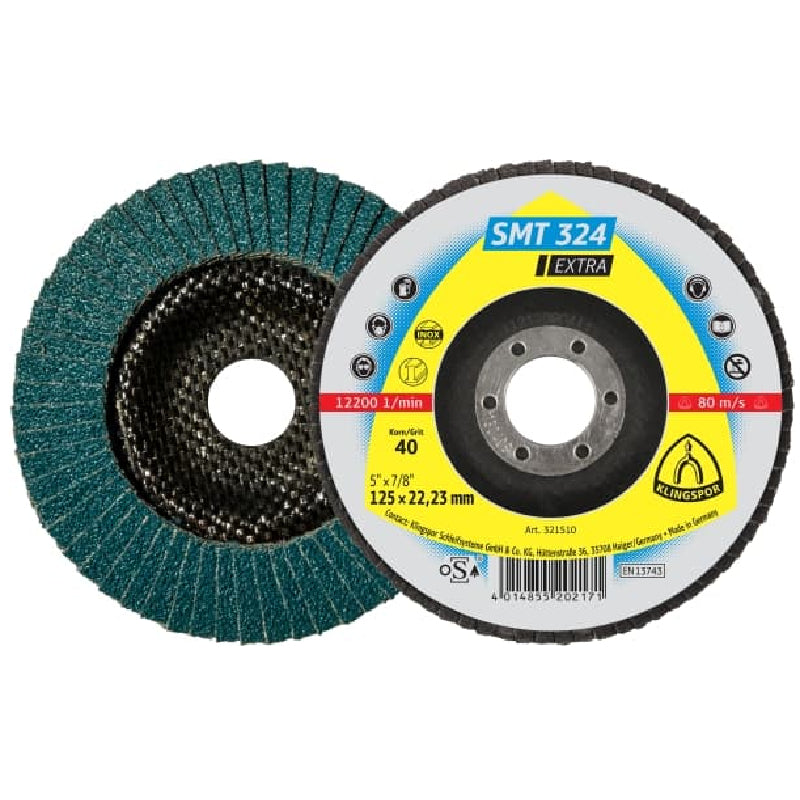 Klingspor SMT 324 Extra Schleifmopteller K40 – Ø 125 Mm, ZA-Körnung, Aggressiver Abtrag Für Stahl & Edelstahl – Für High-Power-Winkelschleifer