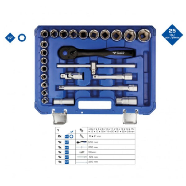 1/2" Steckschlüssel-Satz, 25-tlg