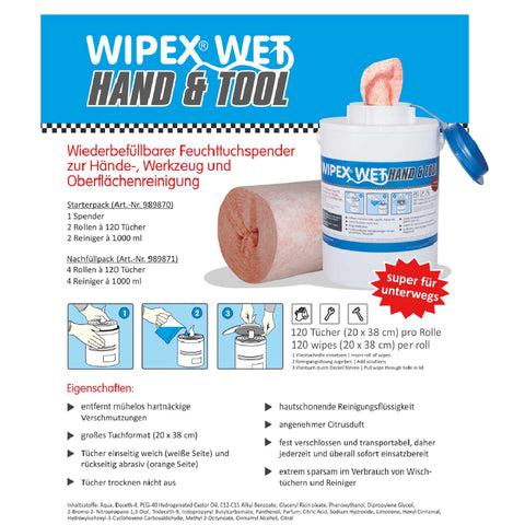 WIPEX Reinigungstücher 120 Blatt Hand and Tool Starterpack